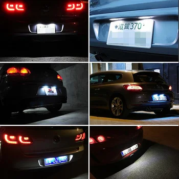 2x Kļūdu Bezmaksas Auto LED Licences Numura zīme Vieglo Auto Lampas VW Golf 4 5 6 MK4 MK5 MK6 Passat Polo CC Eos Scirocco Balta 12V