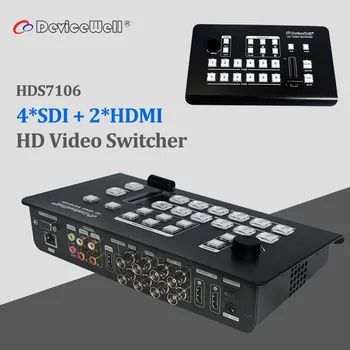 DeviceWell HDS7106 HD Video Komutatoru 6 Channel 4 SDI 2 HDMI ieejas Multiview Komutatoru Jauno Mediju Live Stream TV Apraides