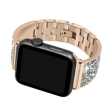 Luksusa Dimanta siksnu Apple Skatīties joslas 40mm 38mm aproce siksna Bling čehijas akmens Sievietēm Lady Watchband par iwatch series 5 4