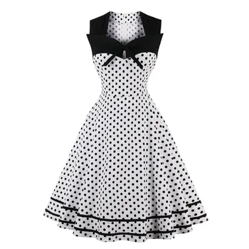 Polka Dot Sievietēm Retro Sieviešu Kleita bez Piedurknēm 1950 60s Drēbes, Vintage pin-up, Rockabilly Puse Kleitas Plus lieluma 4XL vestidos