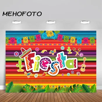 MEHOFOTO Meksika Fiesta Fona Fiesta Tēmu Dress-up Fotogrāfijas Fona Luau Gadījumā Piegādes Meksikas Dzimšanas dienas svinības Banner
