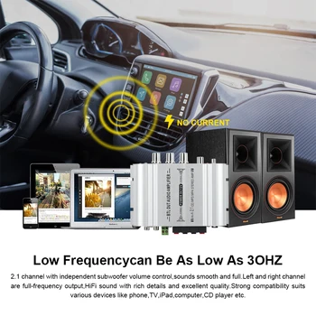 XTUGA MINI Digital Hi-Fi Jaudas Pastiprinātājs 2.1 CH Stereo, Subwoofer, BASS Audio Atskaņotājs, CD MP3, MP4 PC Speaker Automašīnu, Motociklu Mājas