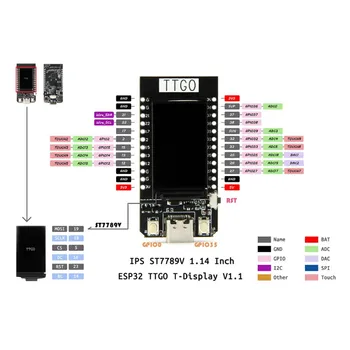 TTGO T-Displejs ESP32 WiFi Un Bluetooth Modulis Attīstības Padome Arduino 1.14 Collu LCD esp32 Kontroles padomes Bluetooth Modulis