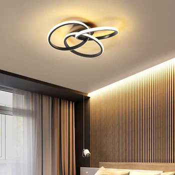 Mūsdienu LED Kārta Gredzenu Lustras Apgaismojums Zelta Black Regulējamas, Griestu Gaisma ar Tālvadības Metāla Lampas Guļamistaba, Dzīvojamā Istaba, Bēniņi