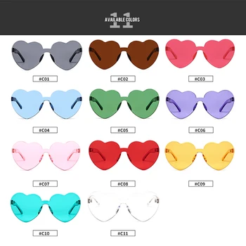 AEVOGUE Saulesbrilles Sieviešu 2019 Jaunu Modes Pārredzamu Konfektes Krāsu Sirds Zīmola Dizainere bez apmales Mīlestība oculos de sol AE0618