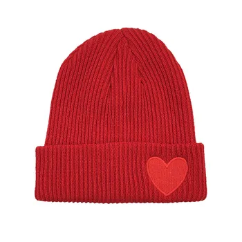 Modes sarkano Mīlestības Embriodery Beanies Sieviešu Skullies Adīta Cepure Sunīti Klp Vīriešu Slēpošanas Siltas Cepurītes
