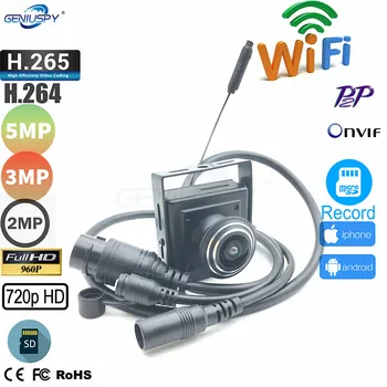 Geniuspy 720P, 960P 1080P 3MP 5MP Platleņķa Objektīvs Mini Bezvadu WIFI IP Kameras SD Kartes Slotā P2P Onvif CCTV Drošības IP Cam Mājas