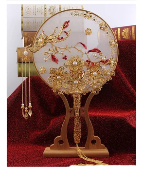 HIMSTORY Luksusa Ķīnas Zelta Phoenix Līgavas Ventilators Pušķi Klasisko Roku darbs Metāla Kārtas Puses, Ventilators, Biznesa Dāvanu Kāzu Aksesuāri