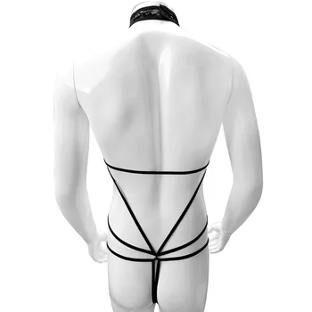 Skatīt Caur cilvēkiem, Mežģīņu Bikini Apakšveļas Komplekts bez Piedurknēm Māšele Krūšturis Topi ar Crotchless G-string Siksna Apakšveļa Geju Sexy Apakšbiksītes