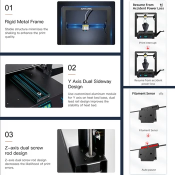 Anycubic 3D Printeri Mega X FDM Moduļu Konstrukcijas lielformāta Drukas 1,75 mm Elastīgo/TAA Pavedienu 3d Drucker