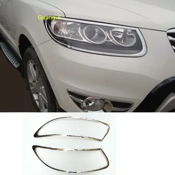 Auto Segtu Detektoru ABS Chrome Priekšējais Gaismas Lukturis Melns Rāmis 2gab Par Hyundai Santafe Santa Fe 2006 2007 2008 2009 2010 2011 2012