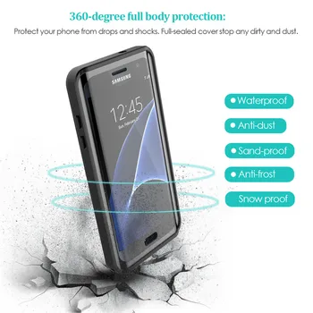 Samsung Galaxy S7 Malas Gadījumā IP68 Ūdensnecaurlaidīga Gadījumos 360 Grādu Aizsardzību, Triecienizturīgs Zemūdens Peldēšanas Vāks S7 Malas
