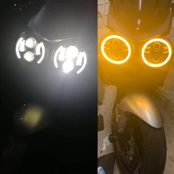 Apaļā 5.75 Collu LED Motocikla priekšējo Lukturu Phare Farol Moto Lukturis Honda Shadow Dzelzs 883 Steet Bob Nakts Stienis Uzvaru Oktāna