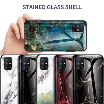 Marmora Rūdīts Stikls Case For Samsung Galaxy M31S M31 A11 A21s A31 A51 A71, Ņemiet vērā, 20 Ultra Triecienizturīgs Rāmis, Vāks Grūti Coque