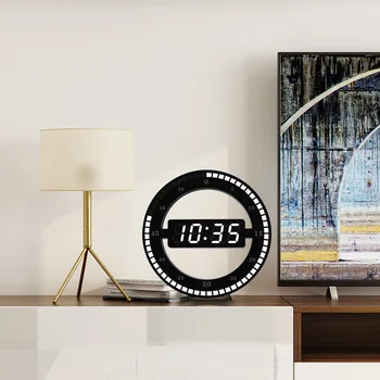 LED Digitālā Sienas Pulkstenis ar Modernu Dizainu Divējāda lietojuma Dimming Digital Circular Photoreceptive Pulksteņi Mājas Apdare Digitālais pulkstenis