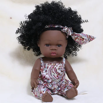 35cm Reāli Vinila Baby Lelle Atdzimis Āfrikas Pilna Silikona Vannas Spēlēt Black Lelle Cirtaini Mati Ūdensizturīgs Rotaļlietas Bērniem Dzimšanas dienas Dāvana