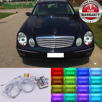 For Mercedes Benz e class w211 2003. līdz 2009. Augstas Kvalitātes Multi-Krāsu Angel Eyes LED RGB Lukturu Halo Gredzenu Komplekts RF Tālvadības pults