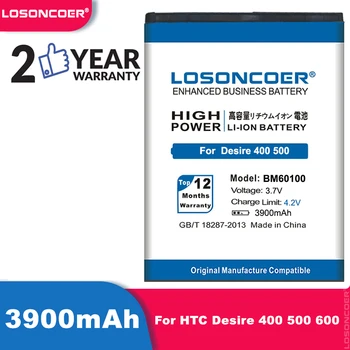 LOSONCOER BM60100 3900mAh Par HTC Desire 600 400 500 Dual SIM 609d 5060 T528 C525c 5088 C525E T606W T608T T528d BO47100 Akumulators