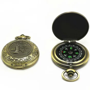 Retro kabatas pulkstenis, kompass dāvana veicināšanas āra multi-instruments pocke mini kompass