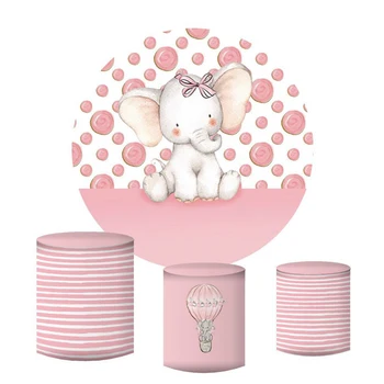 Apaļa apļa fona baby dušas cute Rozā ziloņu fona Meitenes Dzimšanas dienas ballīti apdare konfektes galda photocall