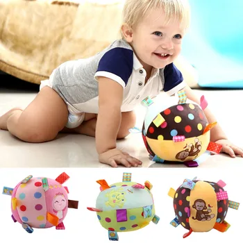 0-12 Mēneši Bērnu Gredzens Bell Bumbu Baby Auduma Mūzikas Mobile Mācību Rotaļlietas, Plīša Izglītības Roku Satveriet Grabēt Bumbu