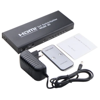 2X4 ' HDMI Sadalītājs 2 4 No HDMI Slēdzis ar SPDIF Audio 3,5 mm Atbalsta HD (4K, 3D 1080P Ietver INFRASARKANO staru Tālvadības pults Strāvas Adapteris