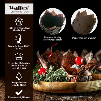 WALFOS 50gab/iepak Cupcake Papīra Laineru Pelējuma Tulpju Ziedu Šokolādes Kūku Wrapper Mafinu Cepšanas Starplikas Turētājs Kāzu Puse