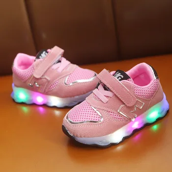 Bērniem led čības ar gaismas meitene Gaismas Kurpes Zēniem, Meitenēm Bērnu Toddler kurpes Elpojošs Acs Bērnu Ikdienas Sporta apavi