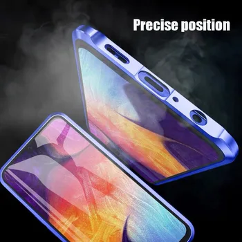 Magnētiskā Case For Samsung Galaxy S8 S9 S20 Ultra S10 Plus 5G S10e Double Sided Rūdīta, Stikla, Metāla, Mobilie Segtu Capa Fundas