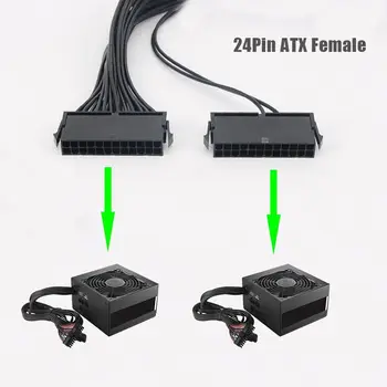 Barošanas Splitter, Dual PSU Kabeļa Adapteris 24 Pin 20+4 Pin ATX Mātesplates Adapteris pagarinātāja Vads Dual 24-Pin Ieguves Adapteri