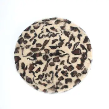 2019 Ziemas Elegantas Sievietes Izplūdušas Trušu Matu Leopard Beretes Silts, Mājīgs Dzīvnieku Iespiesti Trušu Matu Adītas Cepures