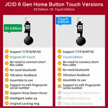 ZONBEMA 10PCS Sākotnējo Universal JC 6. 3D Home Poga Flex Kabelis priekš iPhone SE 7 8 Plus Izvēlnes Taustiņu Return On Off Fuction