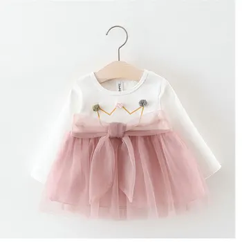 2019. gadam Infant Baby Girl apģērbu ar garām piedurknēm acs TUTU princešu kleitu par jaundzimušo bērnu meiteņu drēbes 1 gada dzimšanas dienu kleitas, kleita