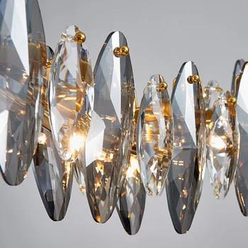 Vilnis dizaina mūsdienu kristāla lustras gaismas, lai ēdamistaba luksusa dūmu pelēks cristal lampas īss virtuves salu karājas lampas