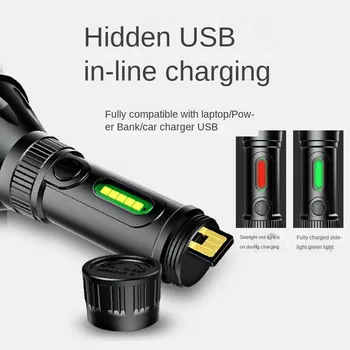 Jaudīga USB Lādējamu Lukturīti Portatīvo Iebūvēts Akumulators Zibspuldzes gaismas LED Lukturi Zvejas Lampas Nakts Gaisma Kempings LED Lukturītis
