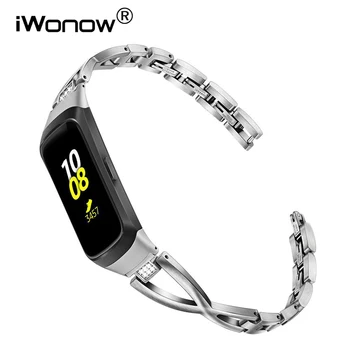 IWonow Diamond & Nerūsējošā Tērauda Watchband Samsung Galaxy Fit SM-R370 Rotaslietas Skatīties Joslā, Sieviešu, Vīriešu Siksna Aproce Aproce