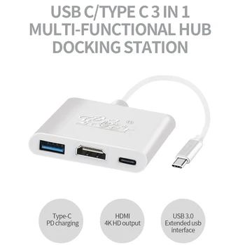 USB C Hub dongle Thunderbolt 3 dokstacija C Tipa HDMI USB3.0 VGA PD Adapteris priekš MacBook Samsung Galaxy USB C ADAPTERI