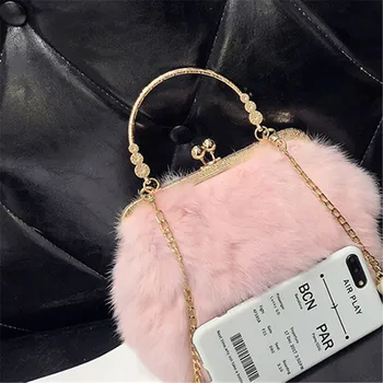 2019 Karstā Pārdošanas Mīkstu Pūkainu Kažokādas Soma Modes Dāmas Kažokādas Soma Silts Plīša Spilvenu Dāmas Messenger Bag Luksusa Trusītis Maisā.