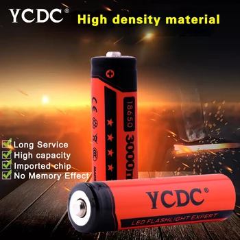 YCDC Uzlādējams 18650 Baterijas Zema Cena 4GAB-20PCS 3,7 V 3000 mAh Litija li-ion Akumulatora LED Zibspuldzi, Sarkano Krāsu bateria