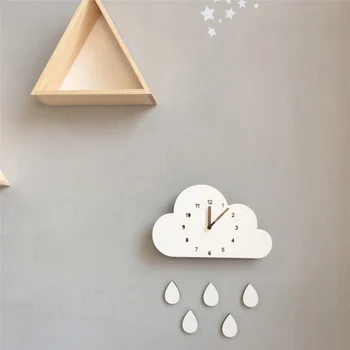 Ziemeļvalstu stila bērnu istabas apdare sienas pulkstenis karikatūra formas zilonis mākonis ūdens piliens izslēgt pulkstenis Dzīvojamā istaba Dekori