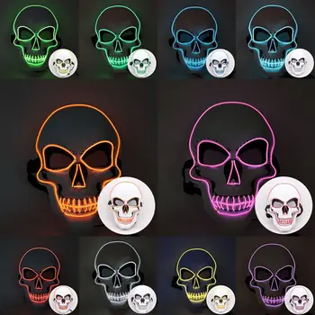 Jaunais Gads, Halloween LED Galvaskausa Maska iedegties Puse Maskas Neona Maska Cosplay Tumši Masque Gaismas Rotaļu