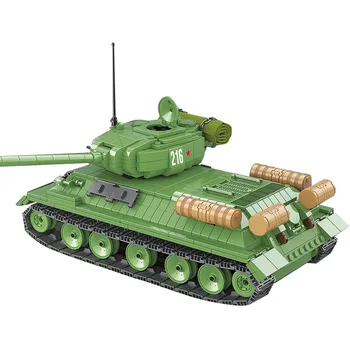 Militāro WW2 Padomju Savienības T-34 Smago tanku Celtniecības Bloki Modelis Tehnikas Komplekts Armijas Policijas Karavīrs DIY Pasaules Kara Rotaļlietas Zēns Dāvanu