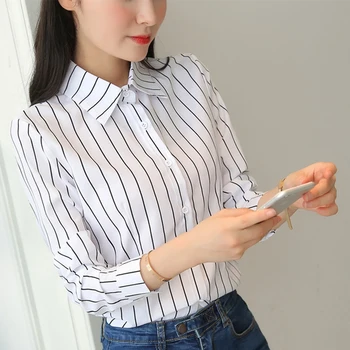 Korejas Sieviešu Krekli OLA Kokvilnas Krekls Elegants Sieviešu Dot Drukas Blūze Krekli Blusas Mujer De Moda, Sieviete Krekls ar garām Piedurknēm Plus Lieluma