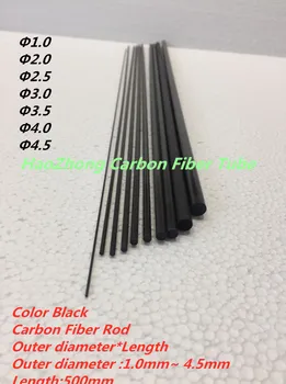 Oglekļa Šķiedras Stieņi od 1.0 mm 2.0 mm 2,5 mm 3,0 mm 3.5 mm 4.0 mm 4.5 mmm Black garums 500mm tērps RC Modelis