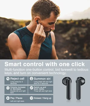 TWS 5.1 Bezvadu Austiņas Bluetooth Austiņas ar Mikrofonu Sporta Ūdensizturīgs Touch Kontroli Austiņas Stereo Skaņu Earbuds
