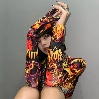 2020. gada Vasaras garām Piedurknēm Kultūraugu Top Sievietes Sexy Pirkstu Cimdi Punk Rock Apgriezts Streetwear 90s Izdilis Gothic Grafikas Tees Harajuku