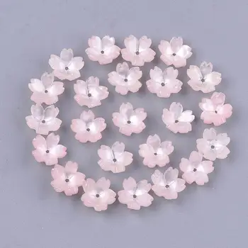 20pcs Sveķu 5-Ziedlapa Sakura Ziedu Pērlīšu Cepurītes Starplikas Rotaslietas diy Pieņemšanas Secinājumi Aksesuāriem 10.5x11x4.5 mm, Caurums: 1mm