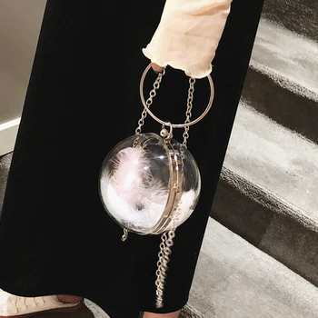 Akrila Caurspīdīgs maiss 2019. gada Vasaras Modes Jaunus Kvalitatīvus PVC Sieviešu Rokassomu Metāla Gredzenu Velosipēda Ķēdes plecu messenger bag