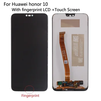 Oriģināls, Jauns Huawei Honor 10 COL-L 29 LCD Displejs Ar pirkstu Nospiedumu Touch Screen Digitizer Montāža Nomaiņa Par Godu 10