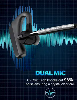 Bluetooth Austiņas Bezvadu Bluetooth Austiņas HD Ar CVC8.0 Divu Mikrofonu Trokšņu Samazināšanas Funkciju, Kas Piemērotas Smart Tālruni